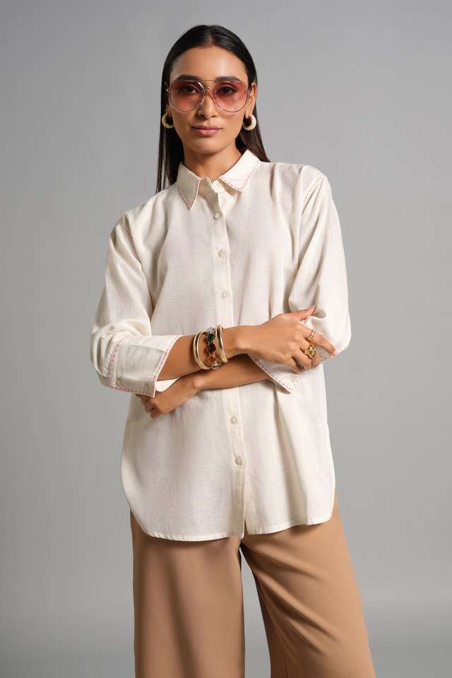 Solid-Rayon-Collared-Women-s-Top