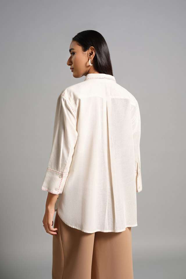 Solid-Rayon-Collared-Women-s-Top