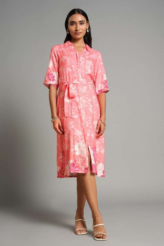 Floral-Viscose-Women-s-Knee-Length-Dress