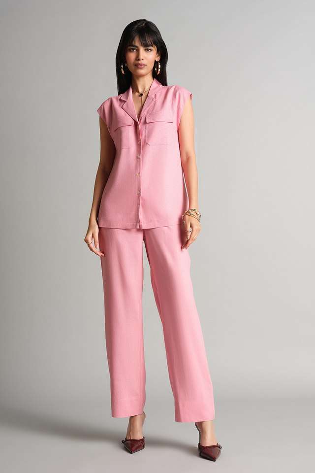 Solid-Full-Length-Viscose-Woven-Women-s-Co-Ord-Set