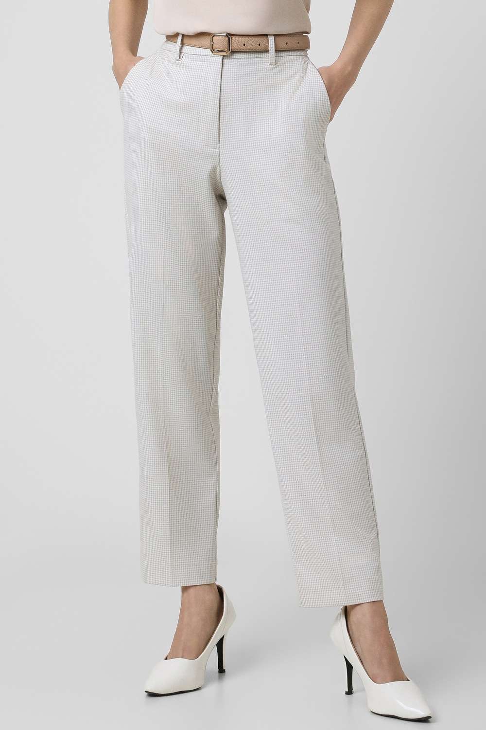 van heusen Textured Regular Fit Blended Fabric Women's Formal Wear Trousers-picture-11