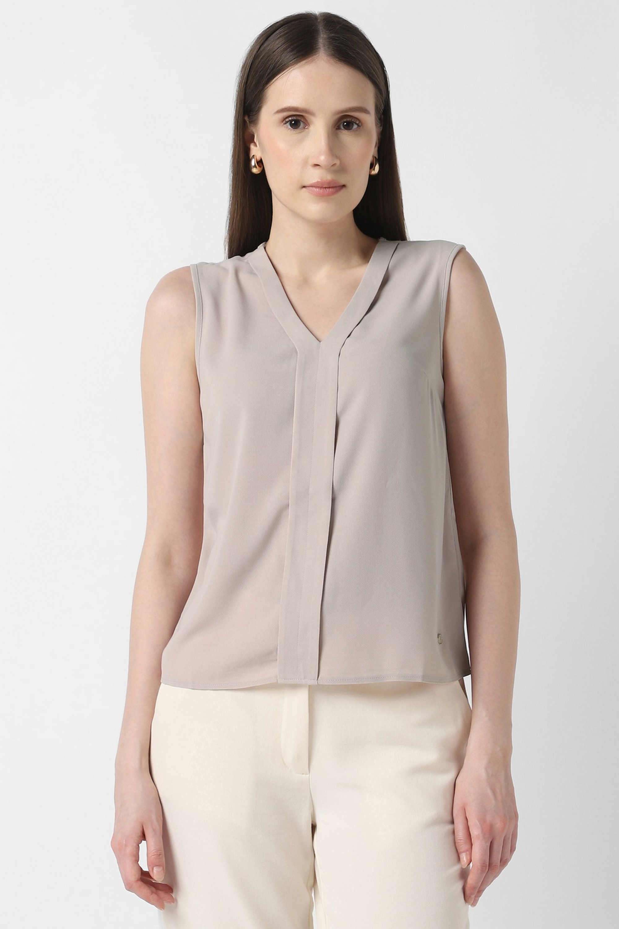 Solid-Blended-Fabric-Women-s-Top