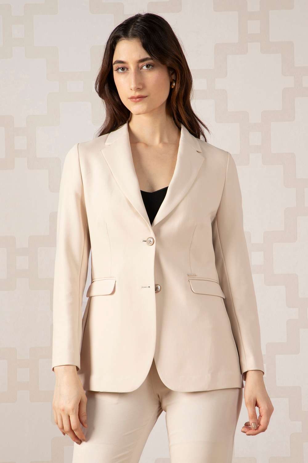 Solid-Blended-Fabric-Regular-Fit-Women-s-Formal-Wear-Blazer