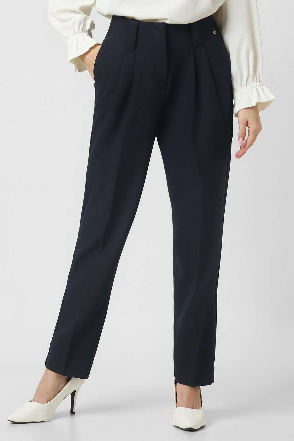Solid-Regular-Fit-Polyester-Blend-Women-s-Formal-Wear-Trousers