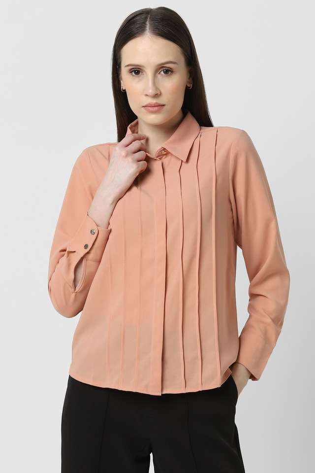Solid-Classic-Collar-Blended-Fabric-Women-s-Formal-Wear-Shirt