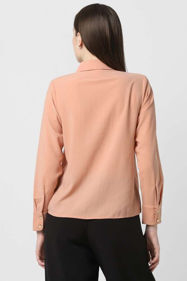 Solid-Classic-Collar-Blended-Fabric-Women-s-Formal-Wear-Shirt