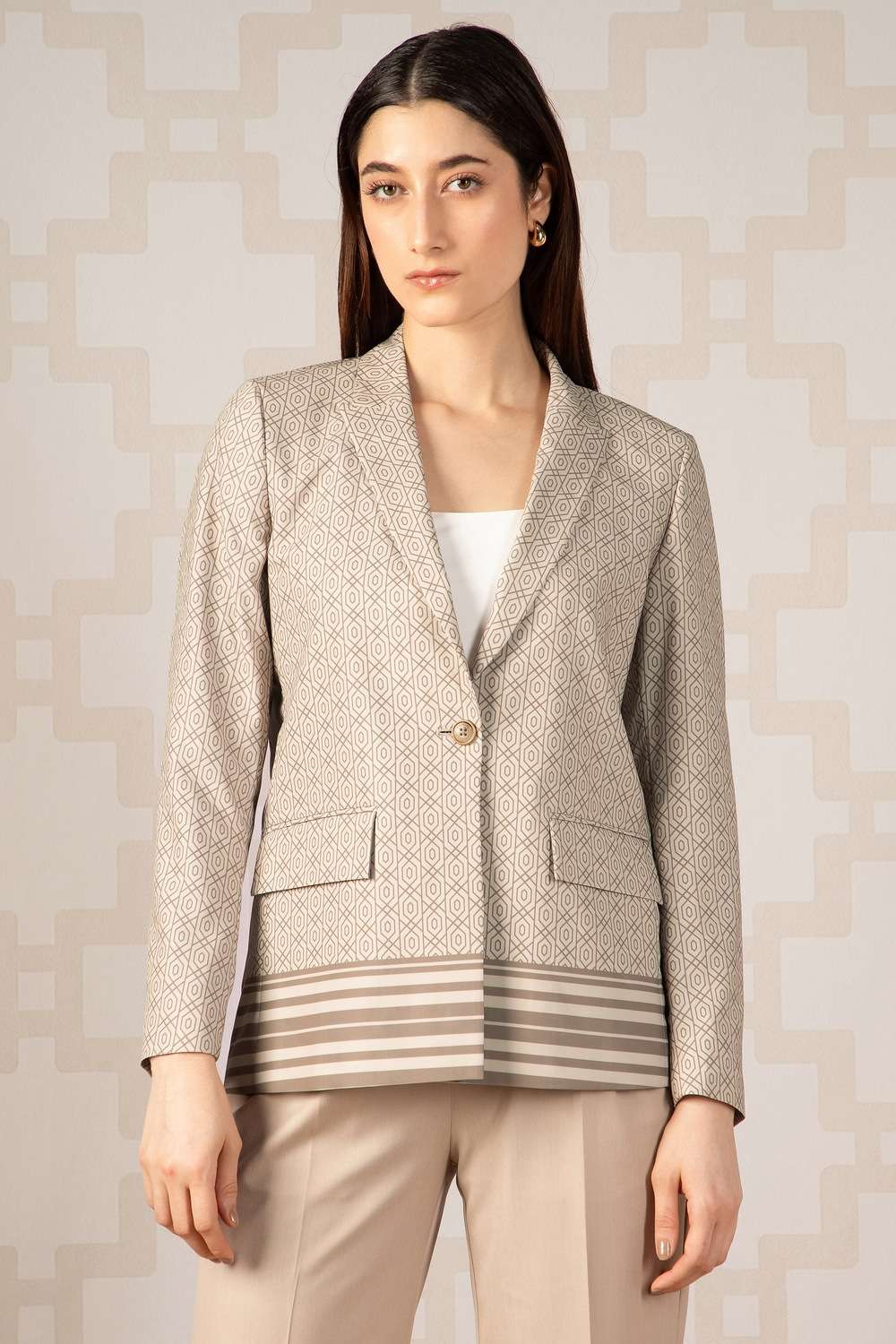 Geometric-Print-Polyester-Regular-Fit-Women-s-Formal-Wear-Blazer
