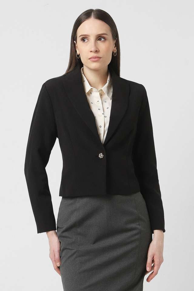 Solid-Blended-Fabric-Slim-Fit-Women-s-Formal-Wear-Blazer