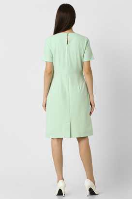 Textured-Polyester-Round-Neck-Women-s-Knee-Length-Dress