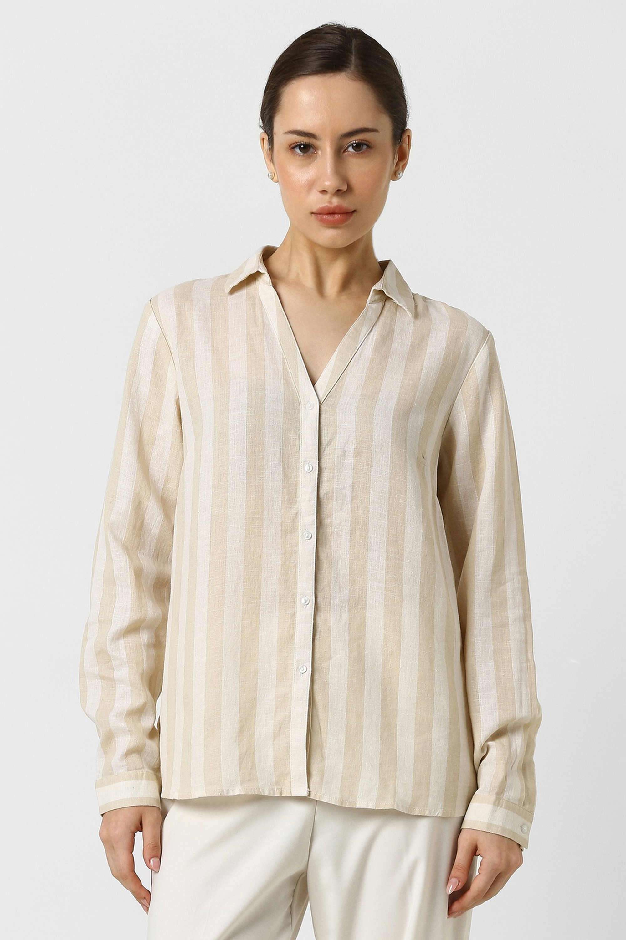 Solid-Blended-Fabric-Women-s-Shirt