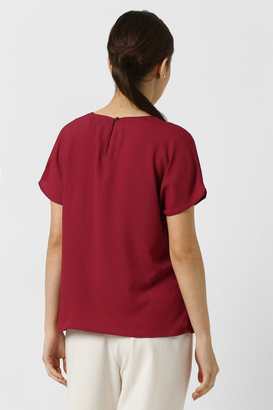 Solid-Polyester-V-Neck-Women-s-Top