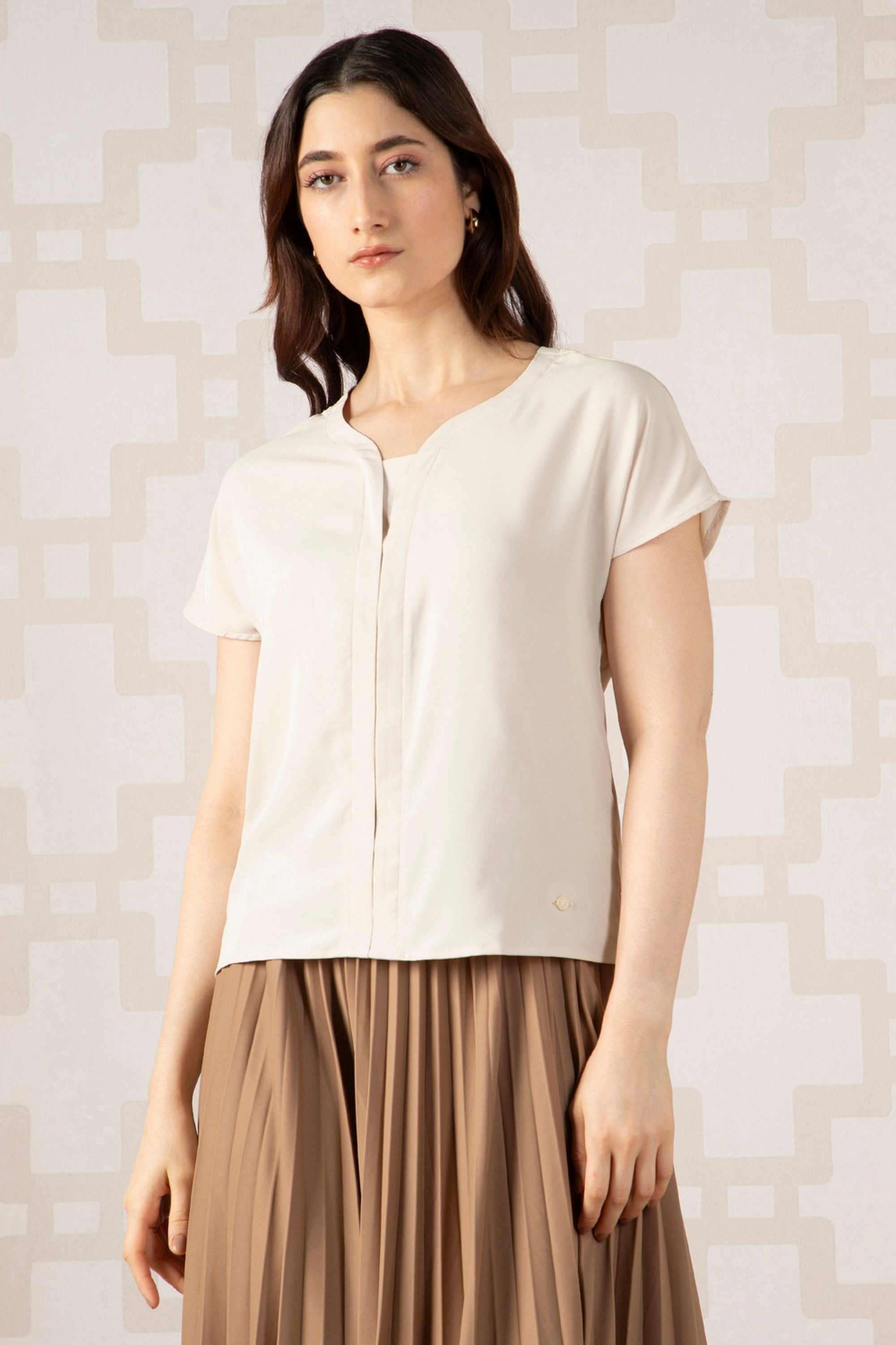 Solid-Blended-Fabric-Women-s-Tunic