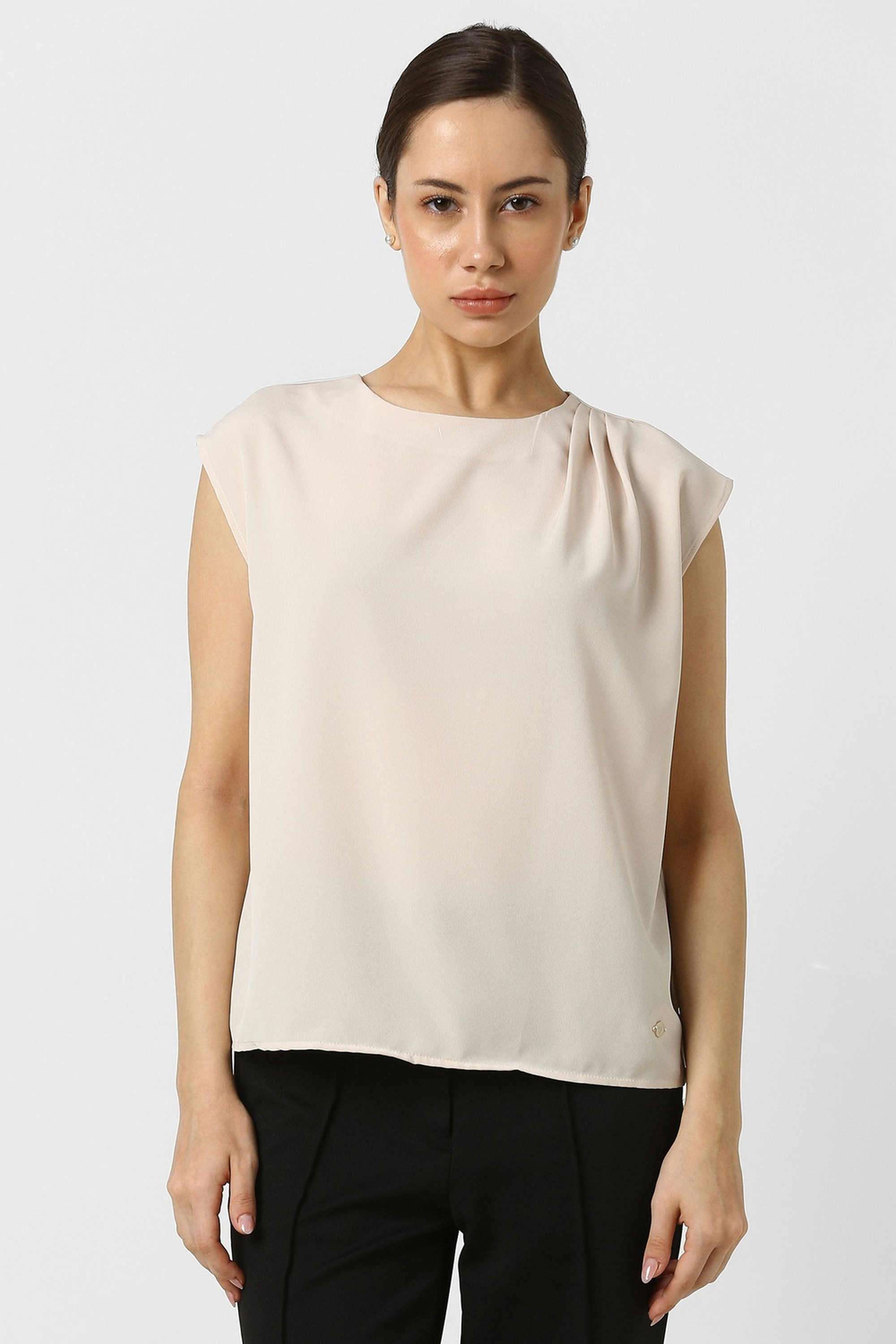 Solid-Blended-Fabric-Women-s-Tunic