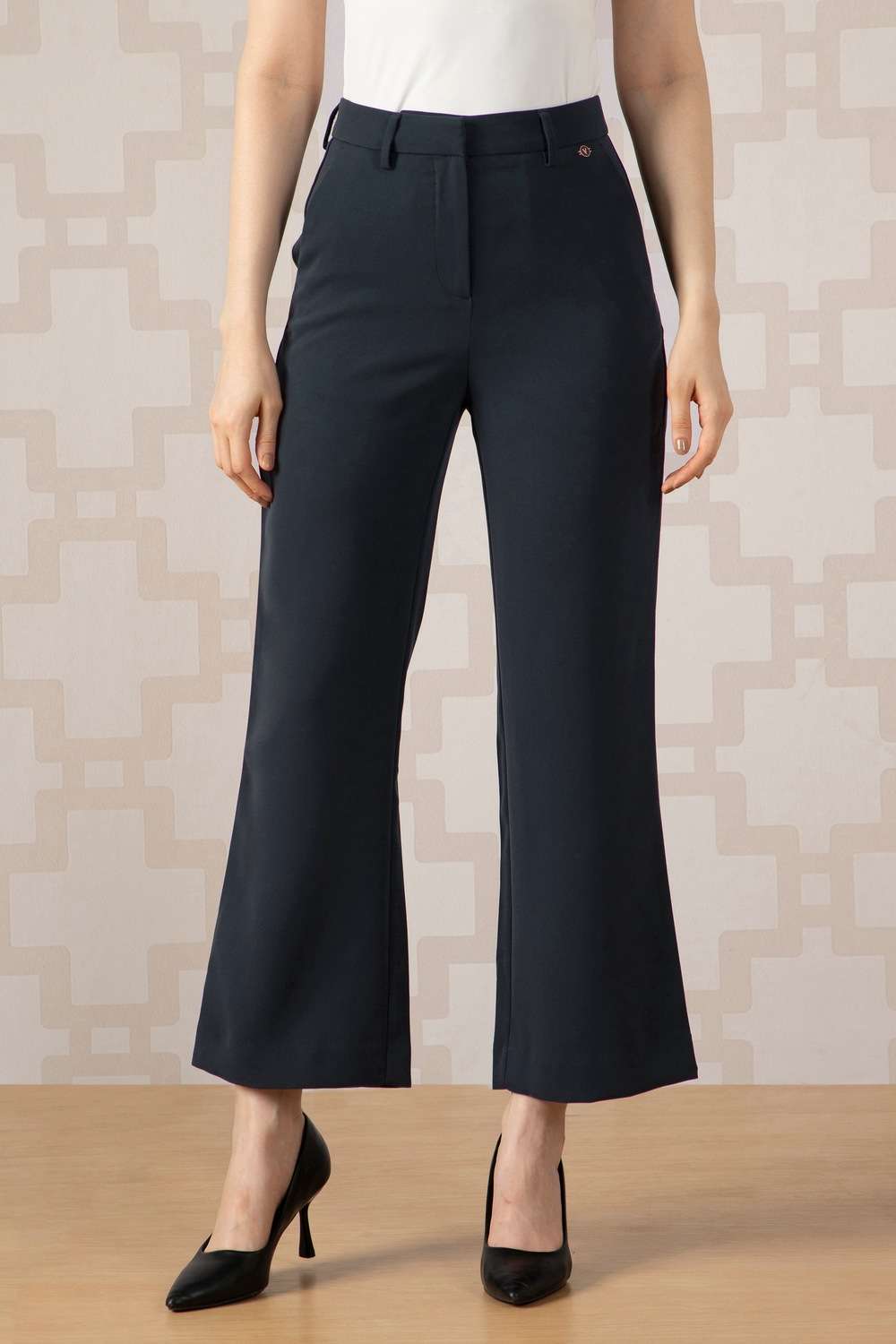Solid-Polyester-Regular-Fit-Women-s-Trousers