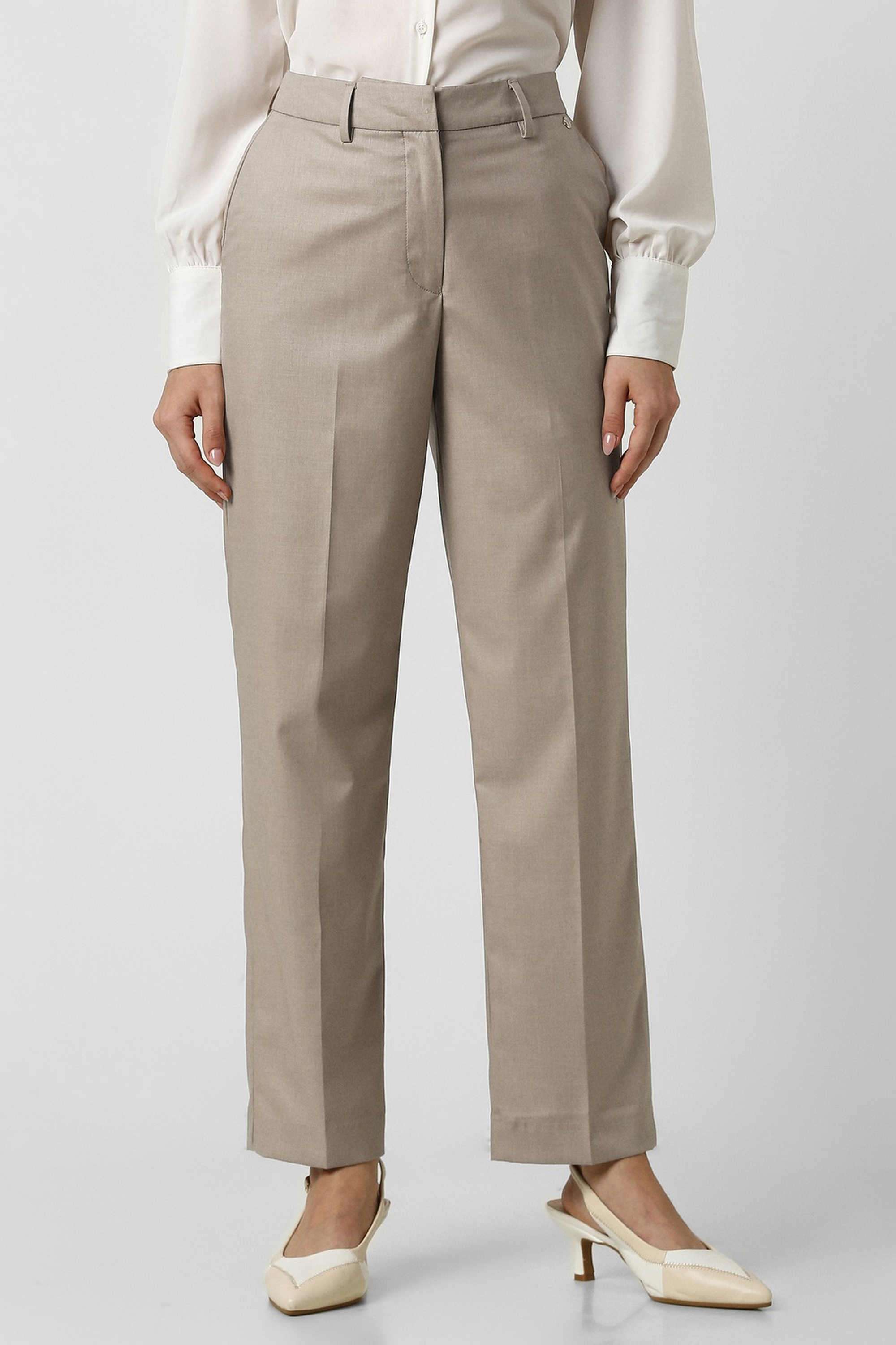 van heusen Solid Regular Fit Blended Fabric Women's Casual Wear Trousers-picture-34