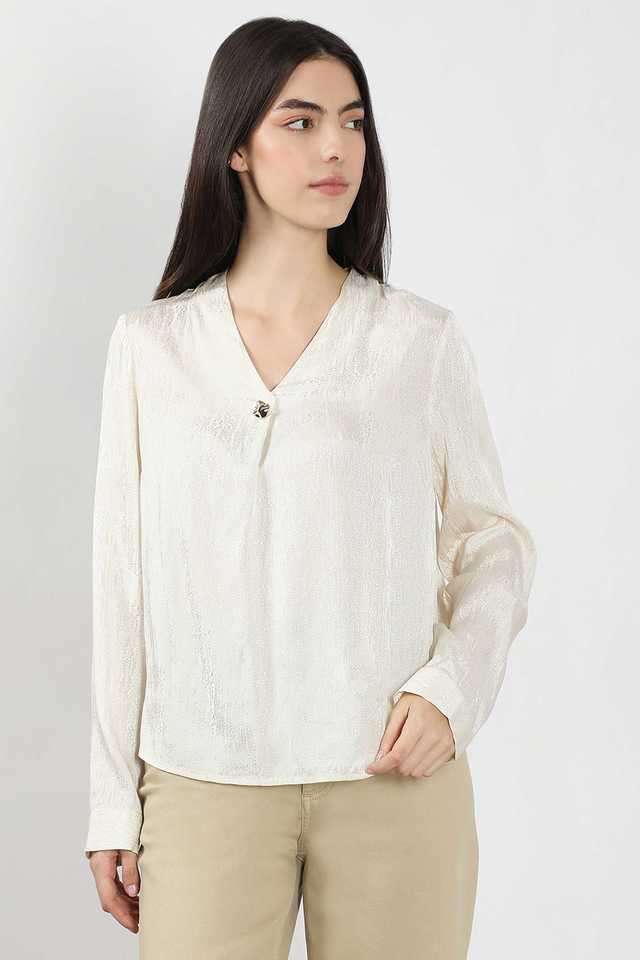 Printed-Polyester-V-Neck-Women-s-Top