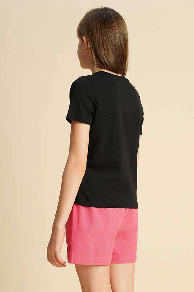 Solid-Cotton-Regular-Fit-Girls-T-Shirt
