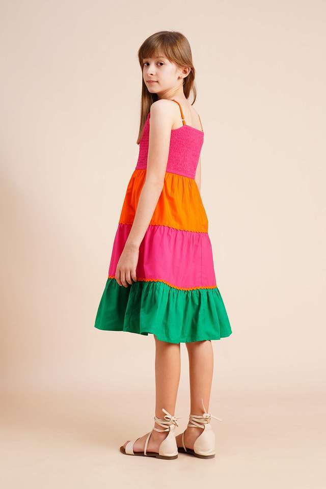 Color-Block-Cotton-Square-Neck-Girls-Casual-Wear-Dress