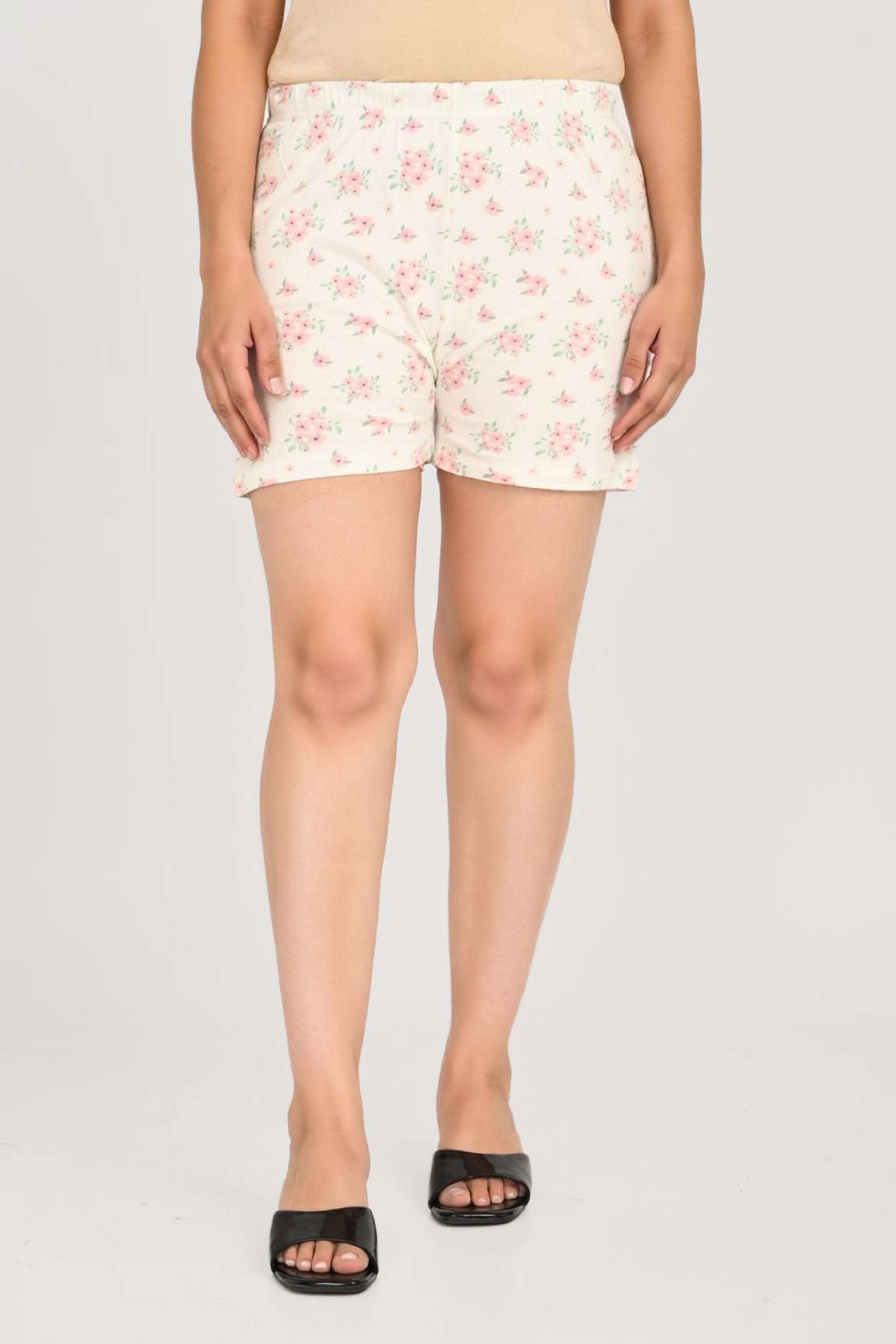 Regular Fit Mid Thigh Cotton Women Casual Wear Shorts-image-4