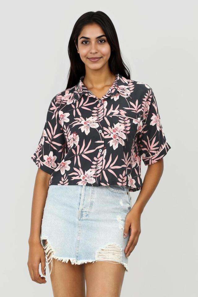 intune Printed Rayon Collared Women's Top-picture-30