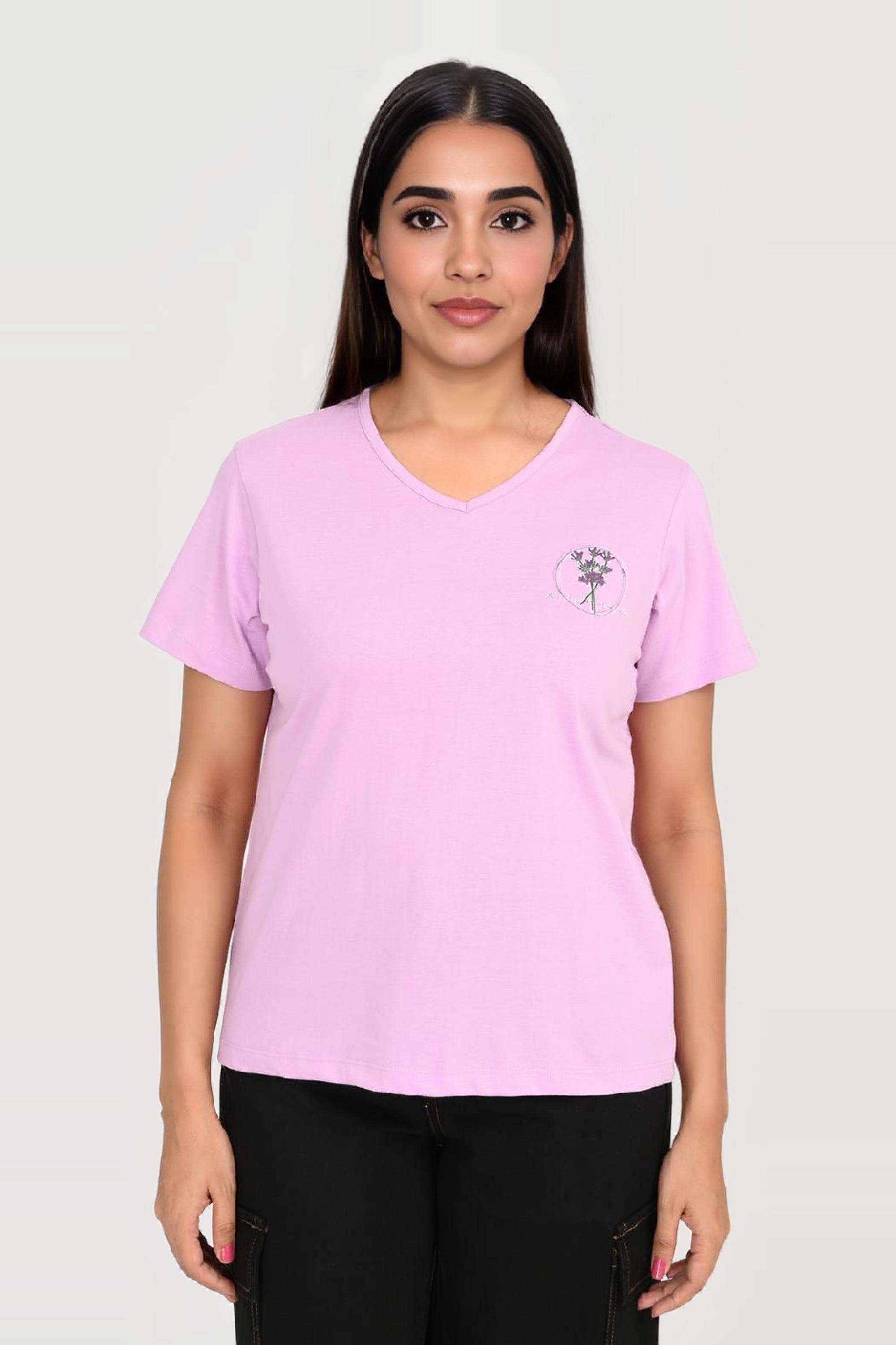 intune Printed Cotton V-Neck Women T-Shirt-picture-12