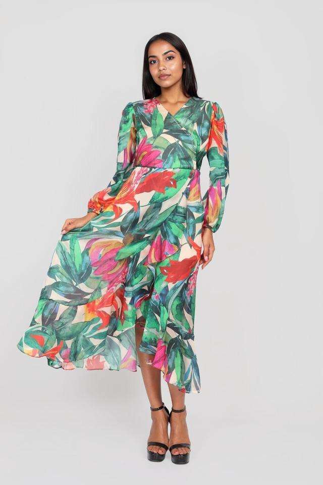 intune Printed V-Neck Polyester Women Dress-picture-31