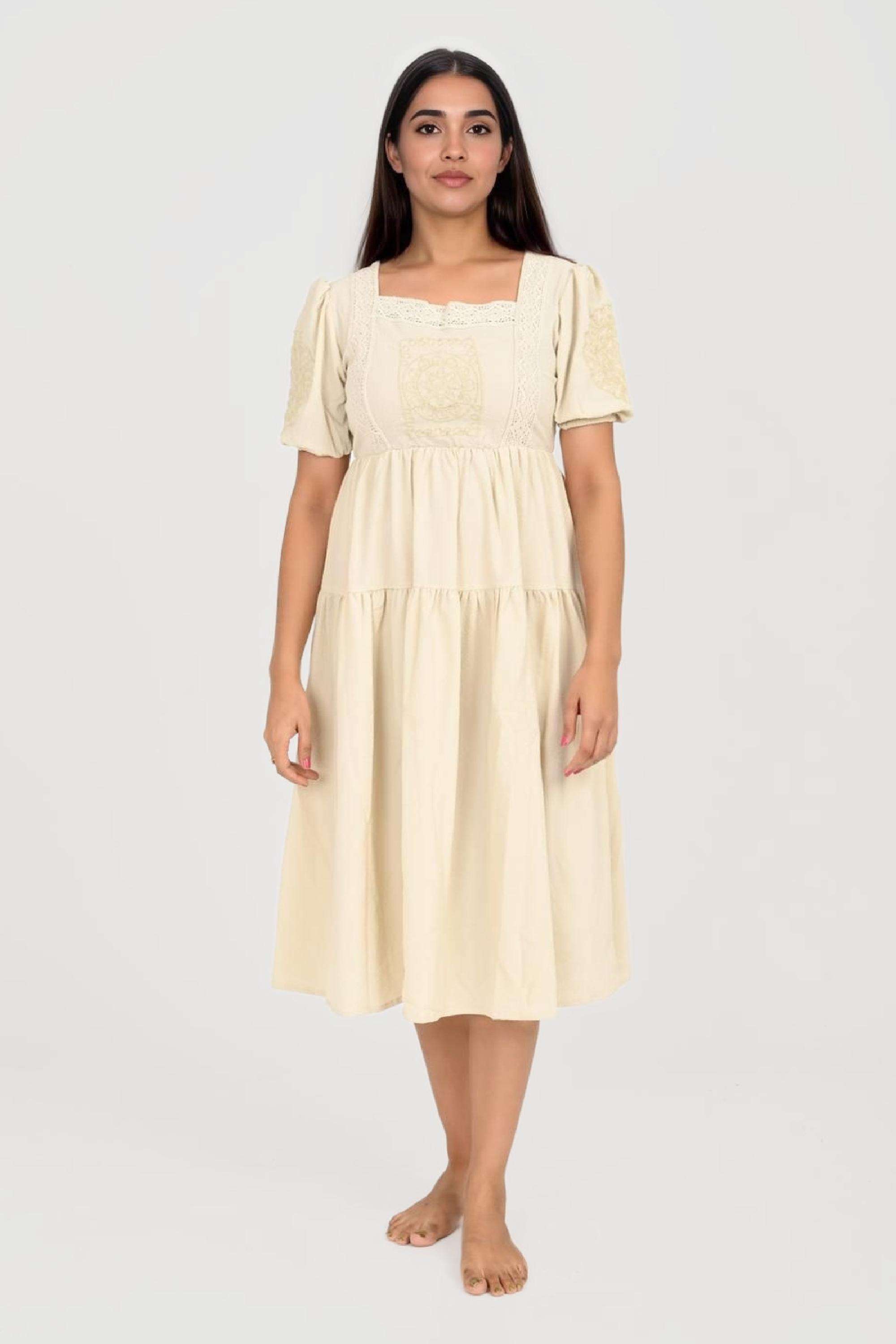 intune Solid Square Neck Polyester Women Dress-picture-34