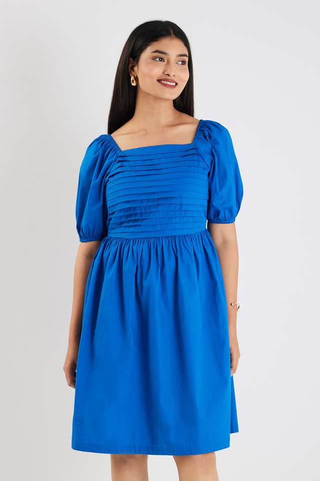 intune Solid Square Neck Cotton Women Dress-picture-19