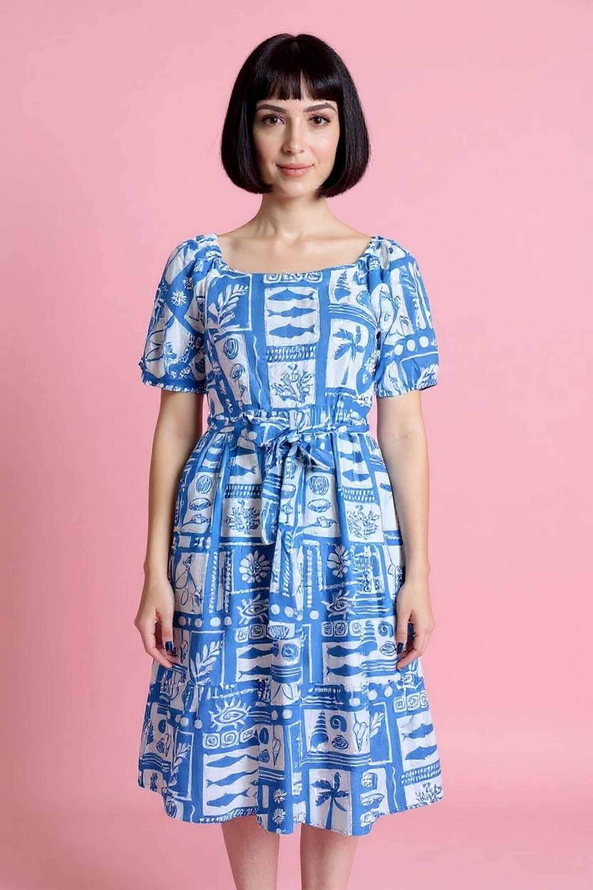 intune Printed Square Neck Viscose Women Dress-picture-18