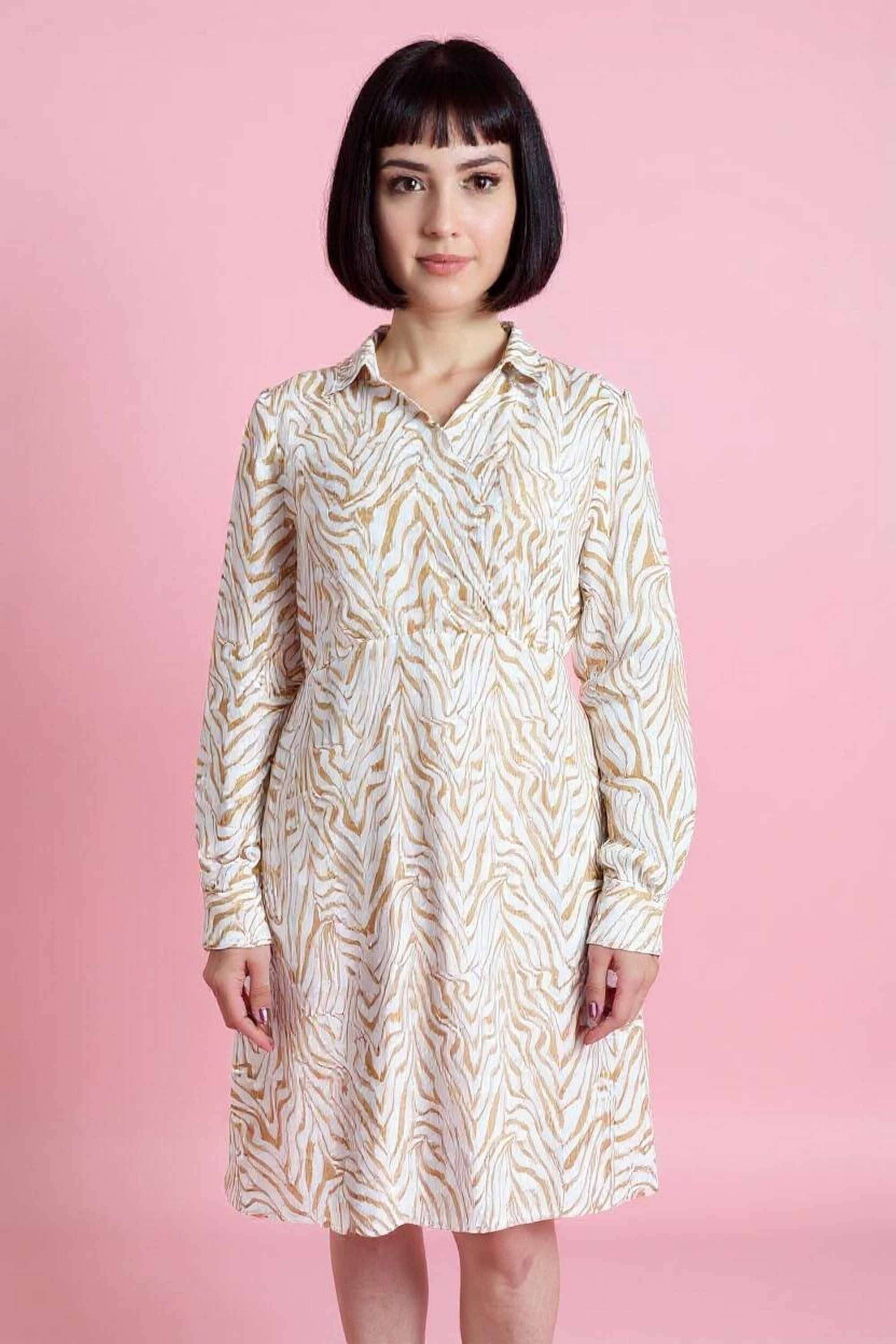 intune Printed Collared Viscose Women Dress-picture-16