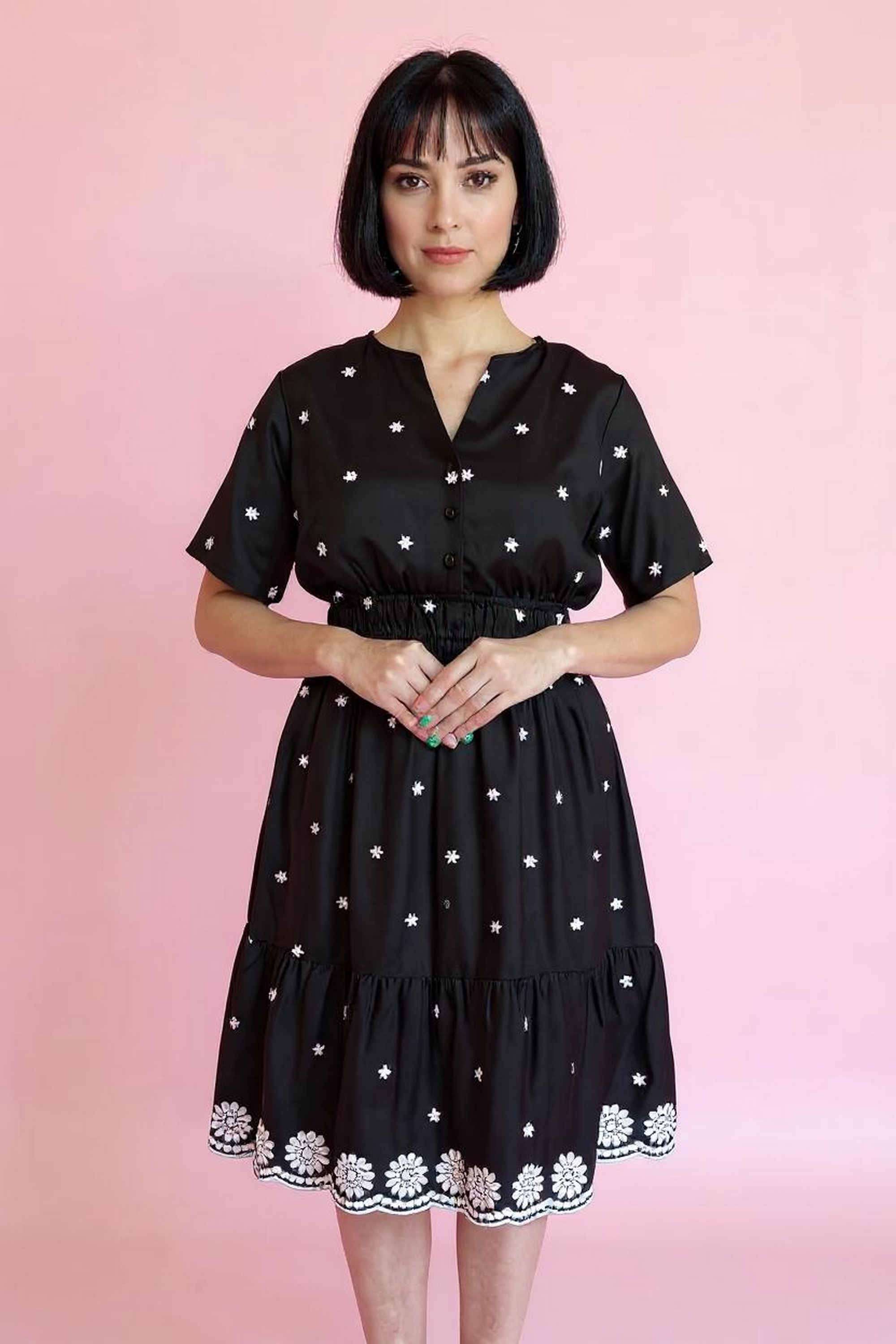 intune Embroidered Round Neck Rayon Women Dress-picture-12