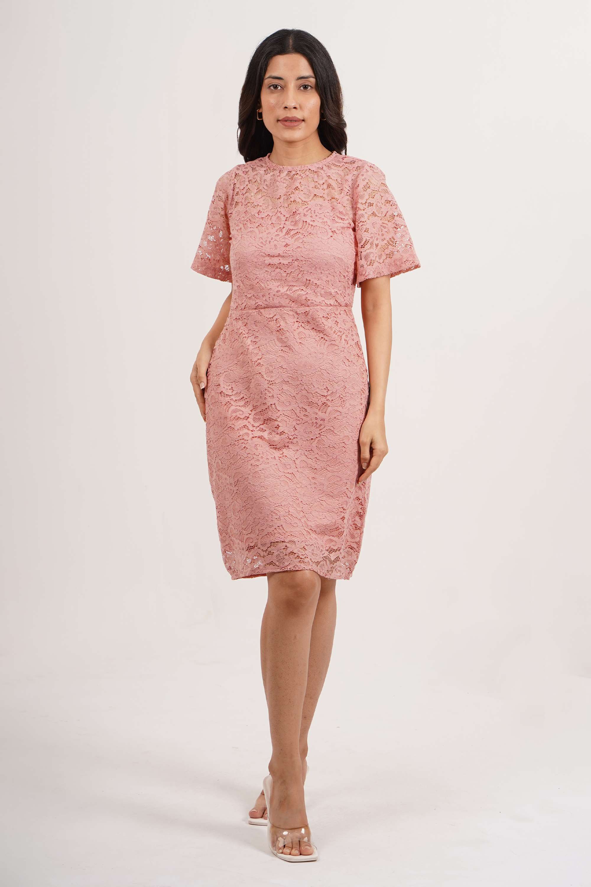 intune Textured Round Neck Polyester Women Dress-picture-24