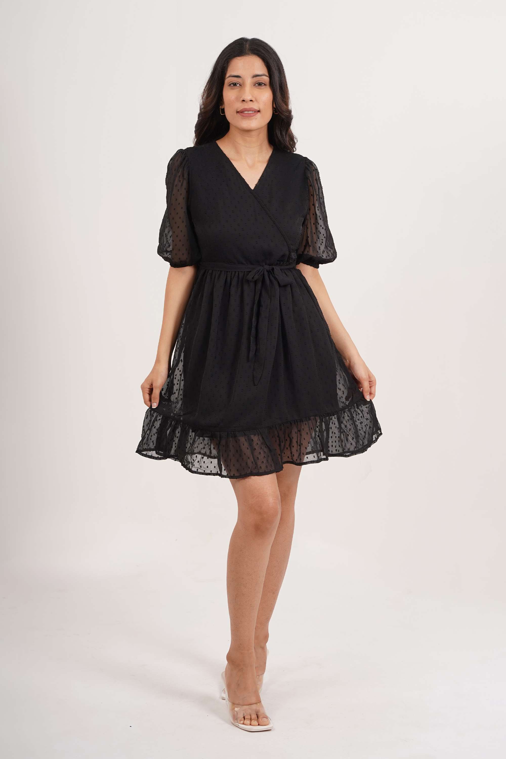 intune Solid V-Neck Polyester Women Dress-picture-23