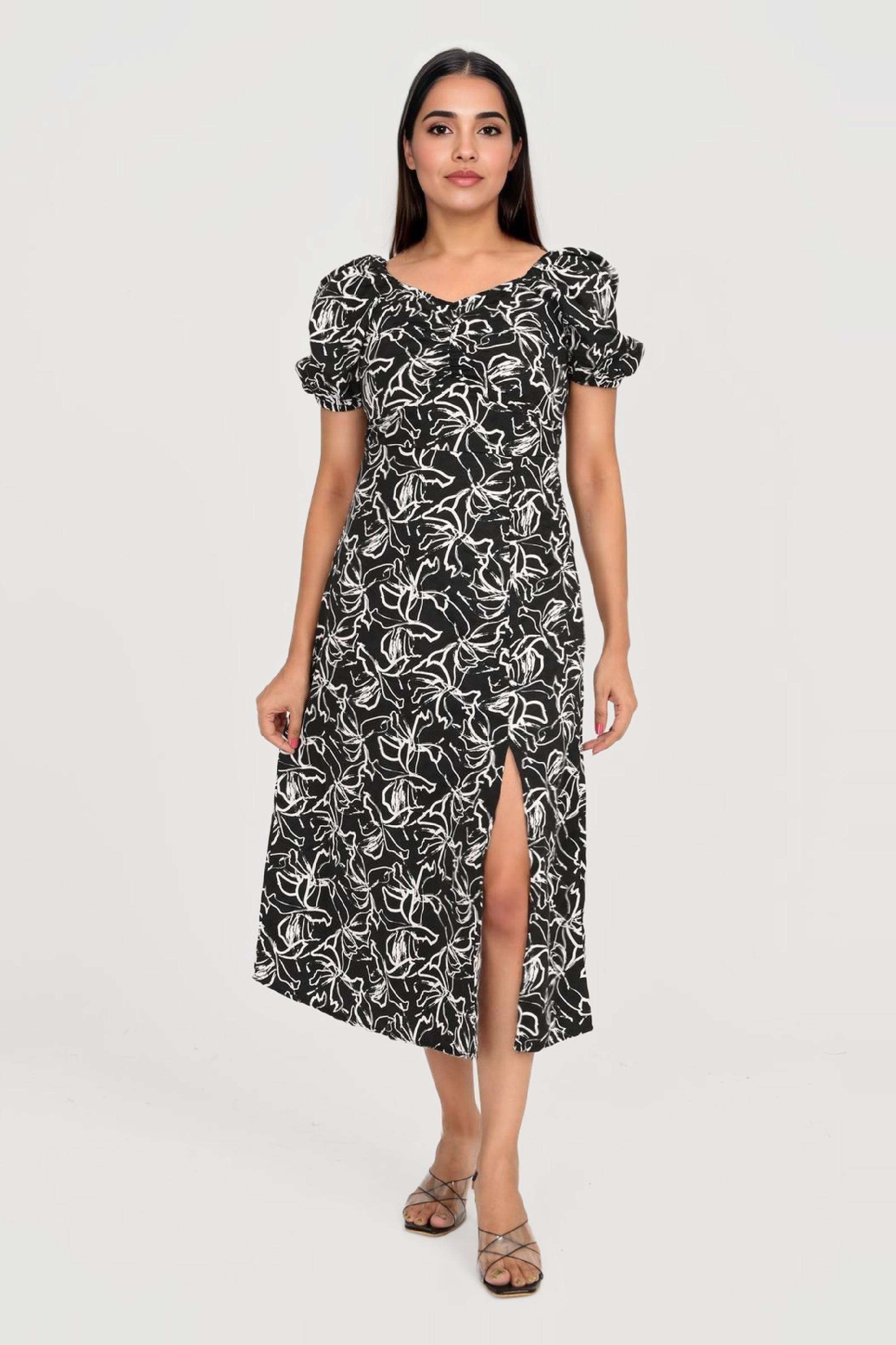 intune Printed Sweetheart Neck Rayon Women Dress-picture-28