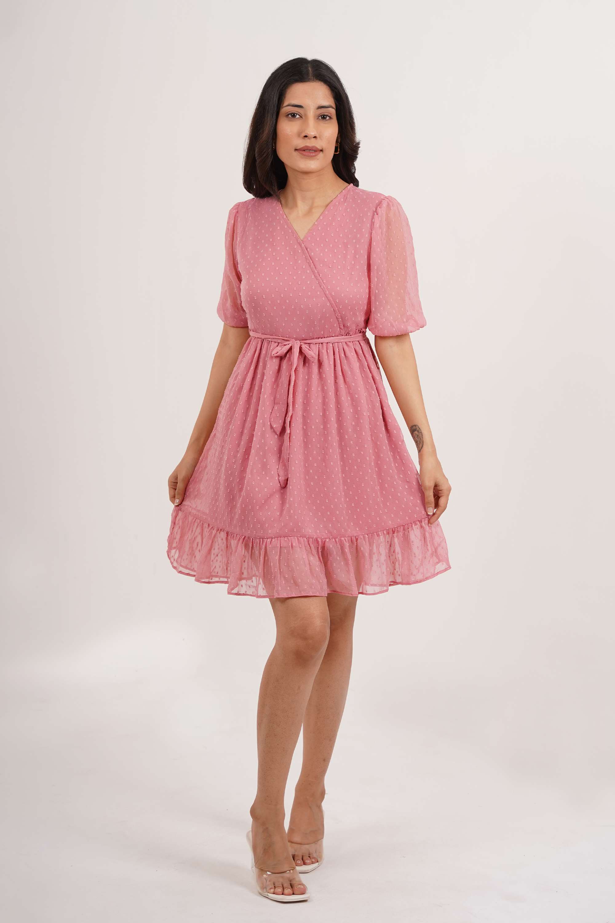 intune Solid V-Neck Polyester Women Dress-picture-40