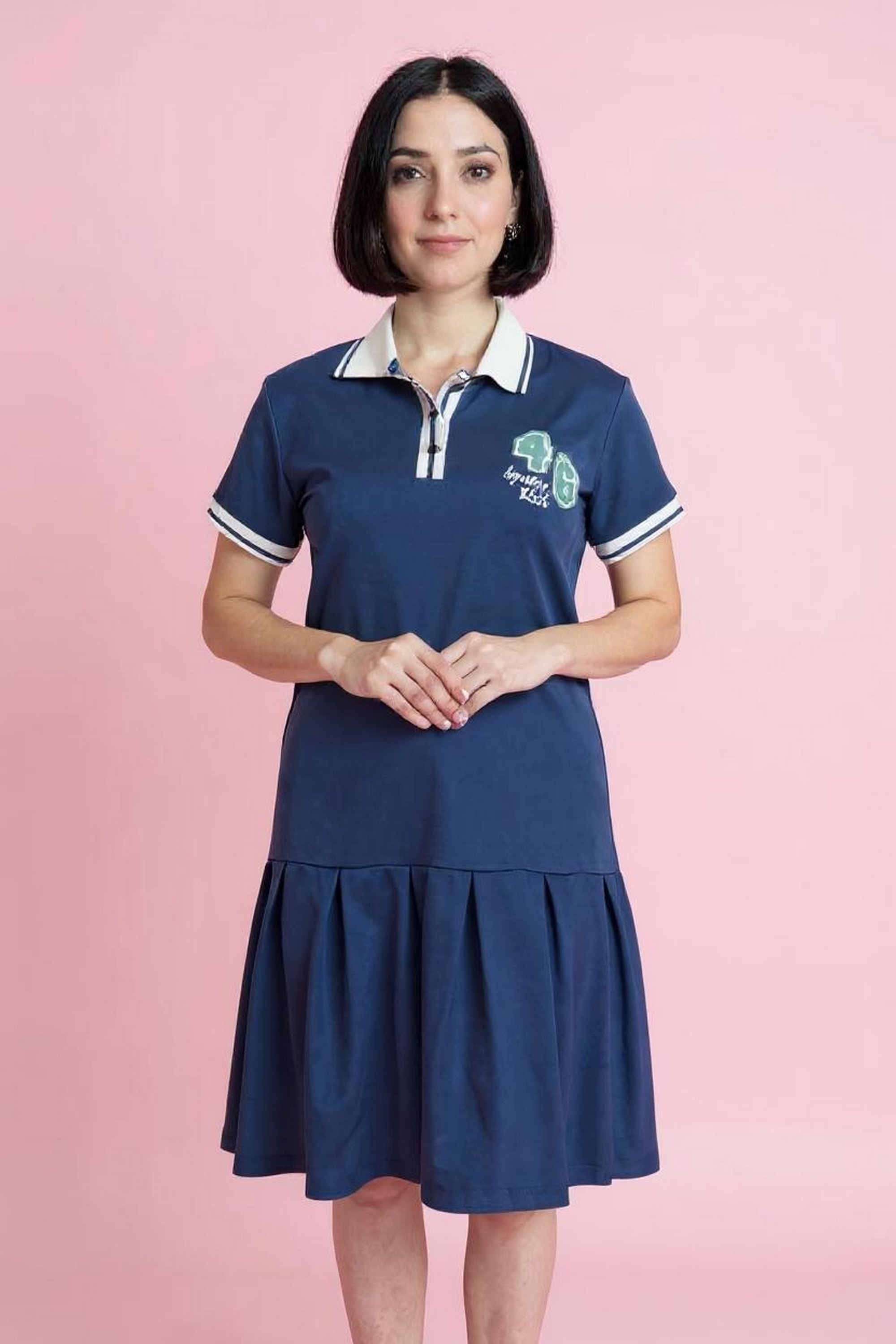 intune Solid Collared Cotton Women Dress-picture-26