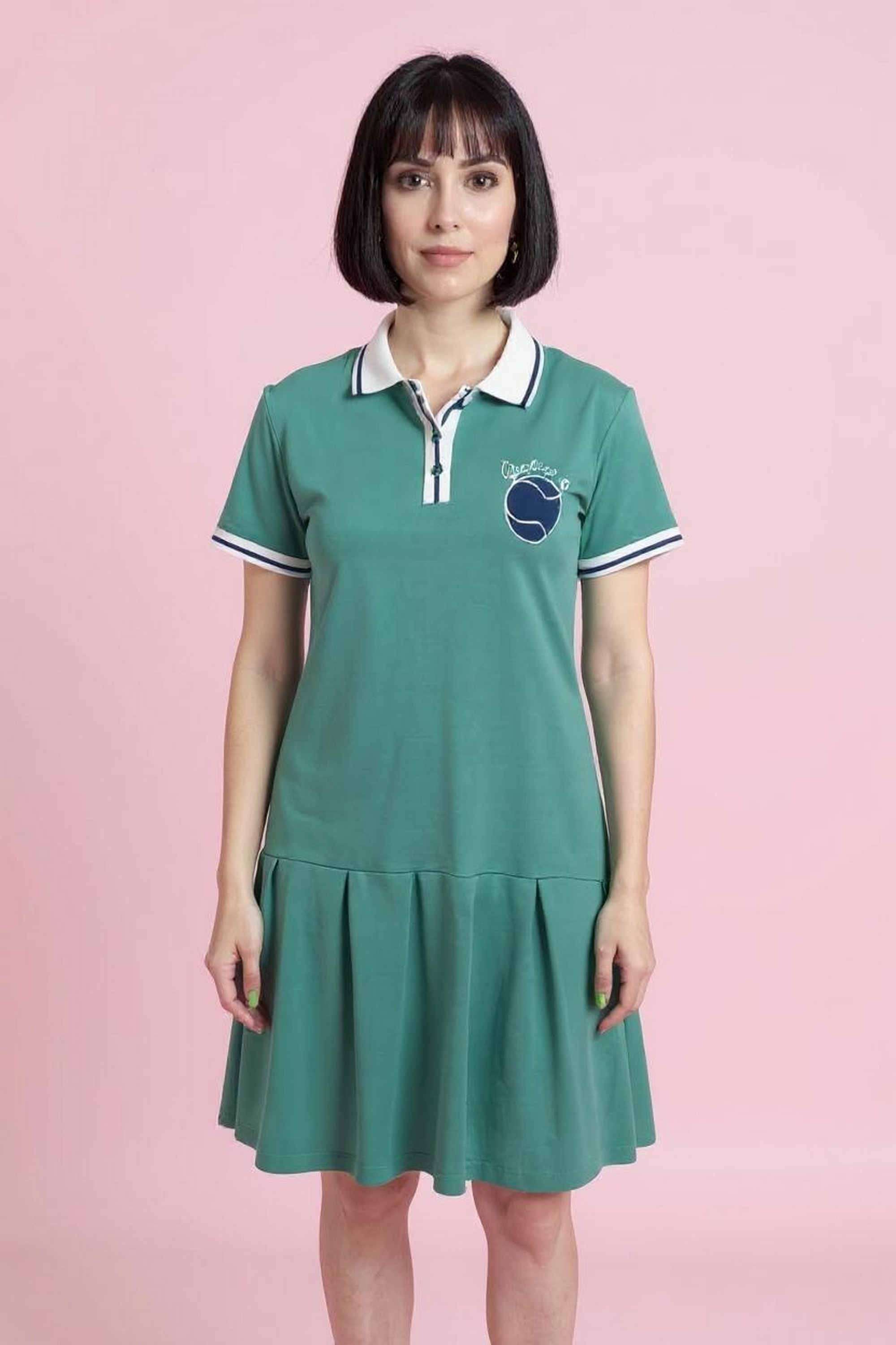 intune Solid Collared Cotton Women Dress-picture-33