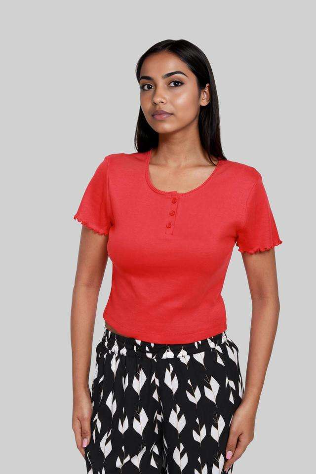 Solid-Cotton-Scoop-Neck-Women-s-Top