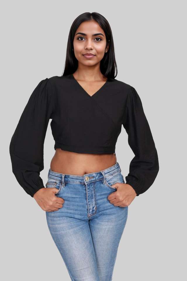 intune Solid Nylon V-Neck Women's Top-picture-23