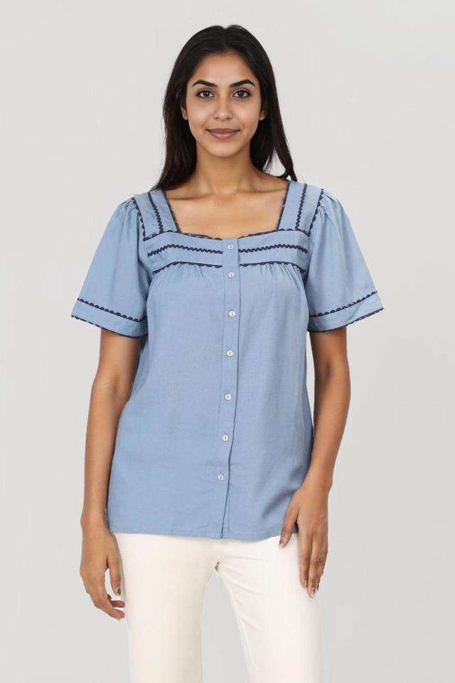 intune Solid Cotton Square Neck Women's Top-picture-22