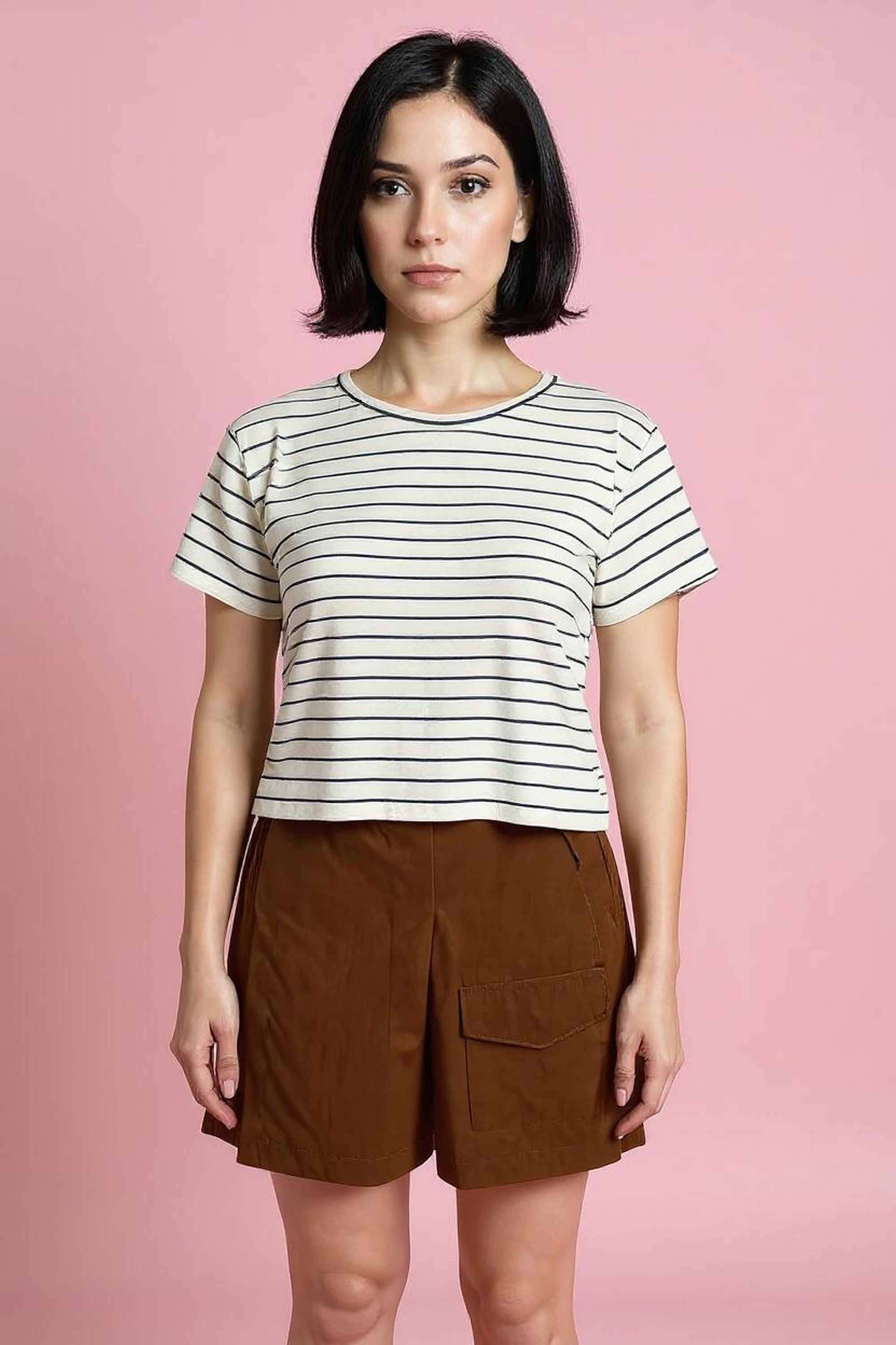 intune Stripes Viscose Round Neck Women Top-picture-18