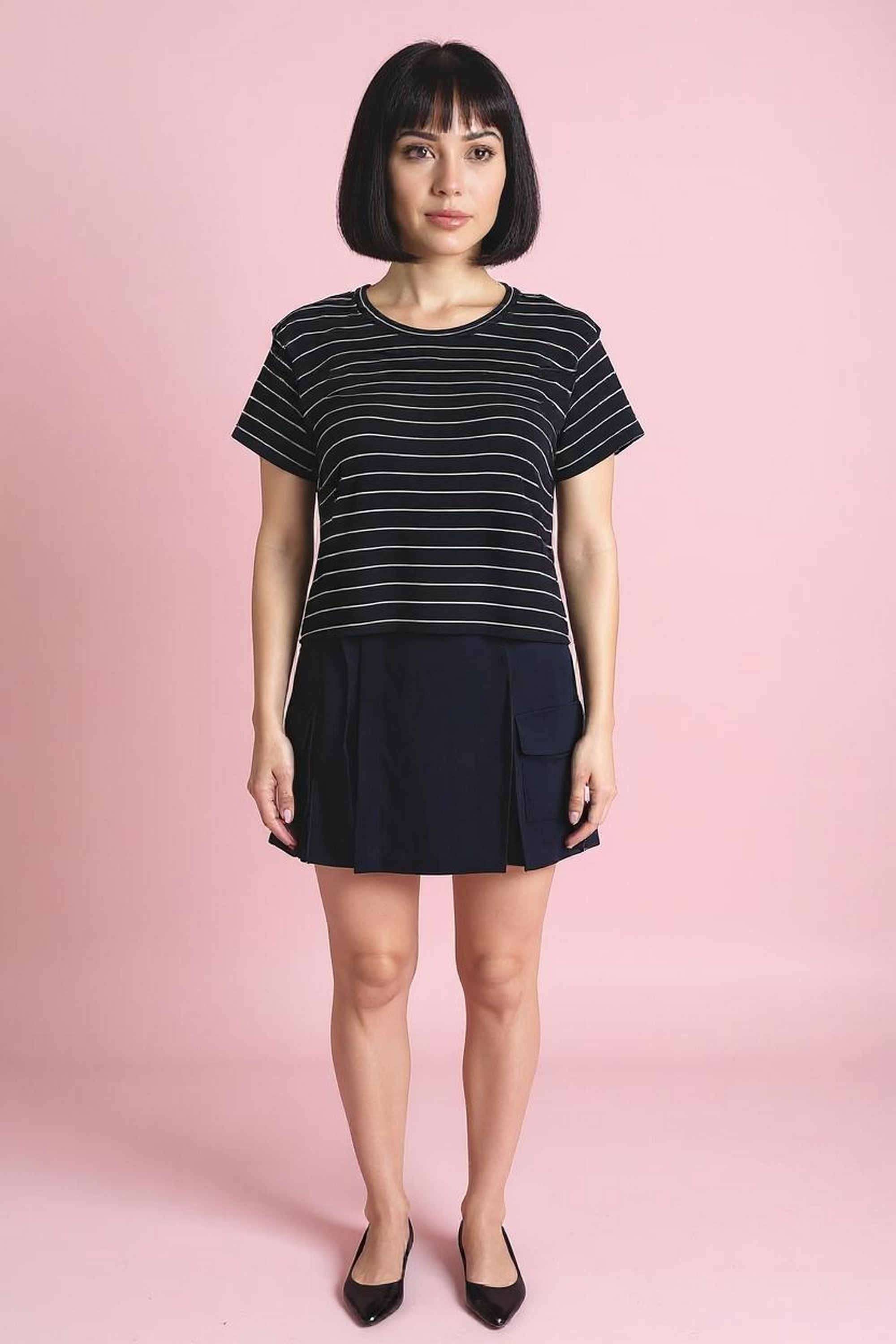 intune Stripes Viscose Round Neck Women Top-picture-25