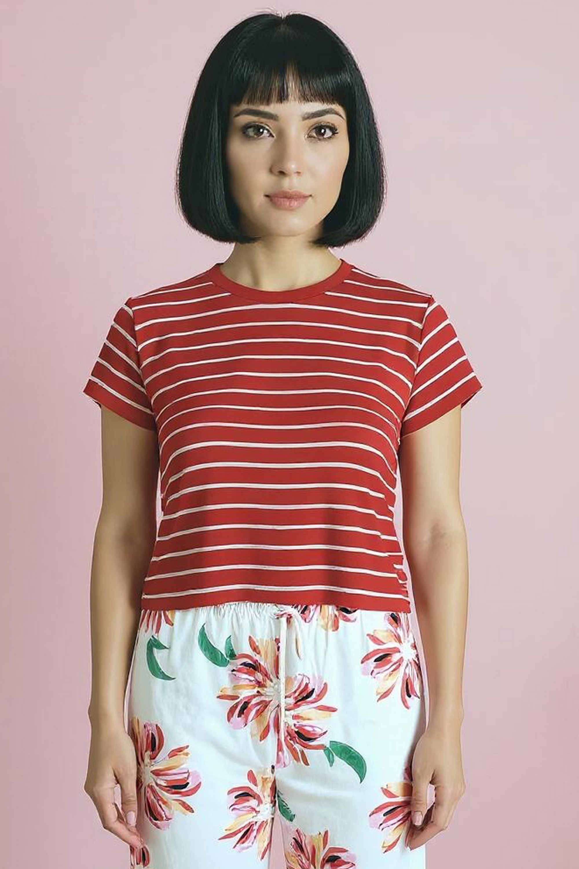 intune Stripes Viscose Collared Women Top-picture-13