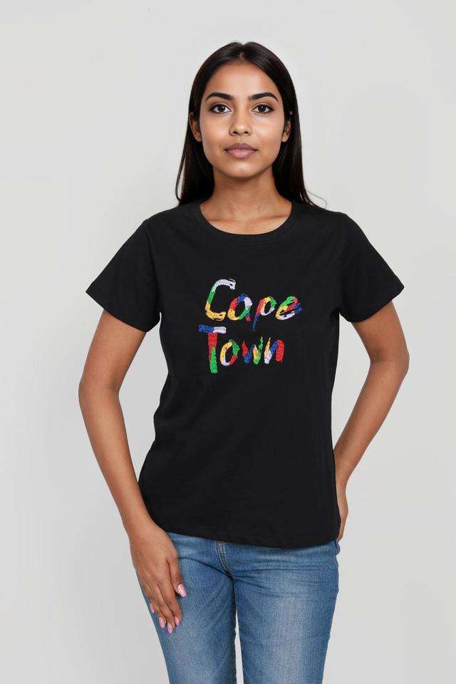 intune Embroidered Cotton Round Neck Women's T-Shirt-picture-15