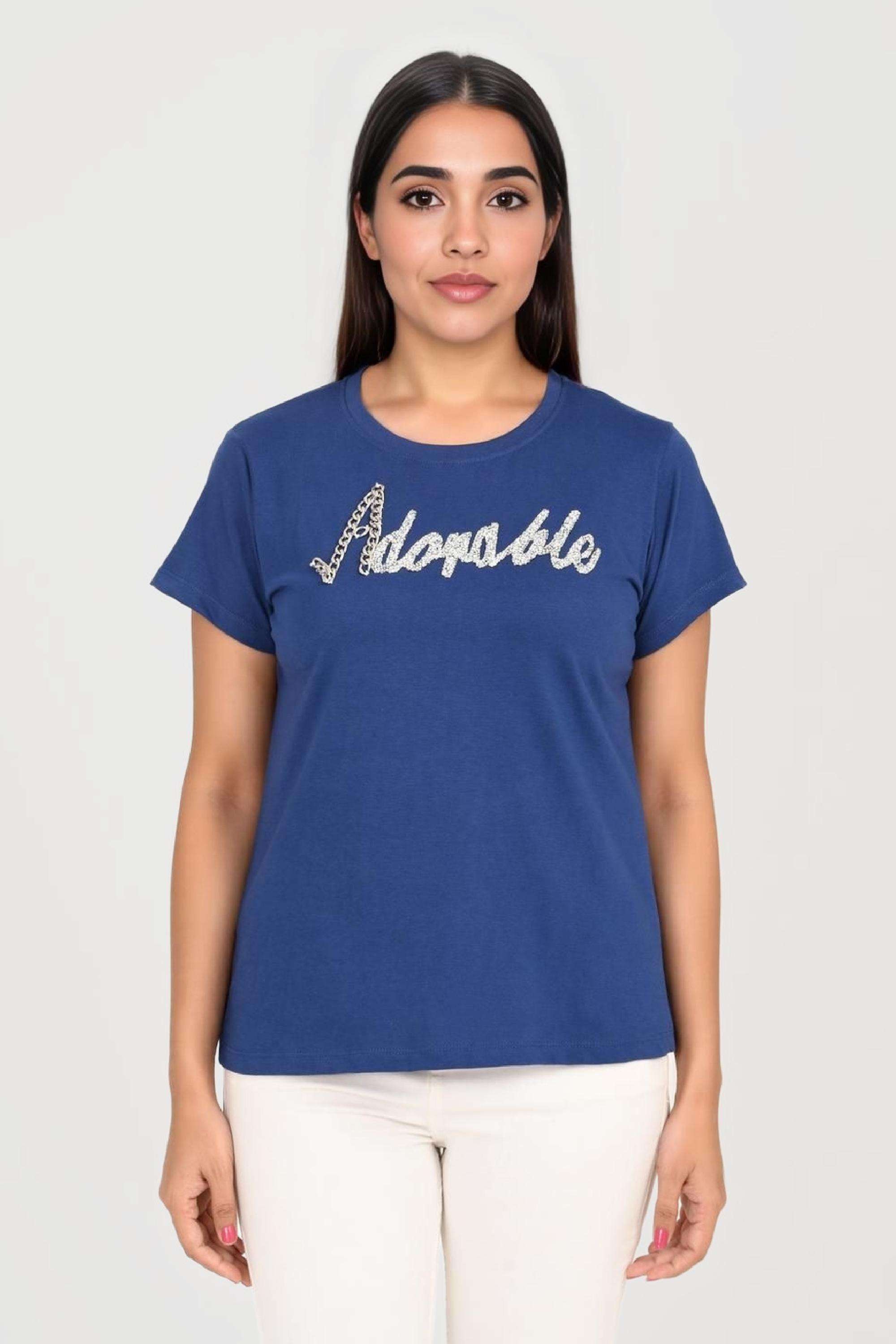 intune Embellished Cotton Round Neck Women T-Shirt-picture-29