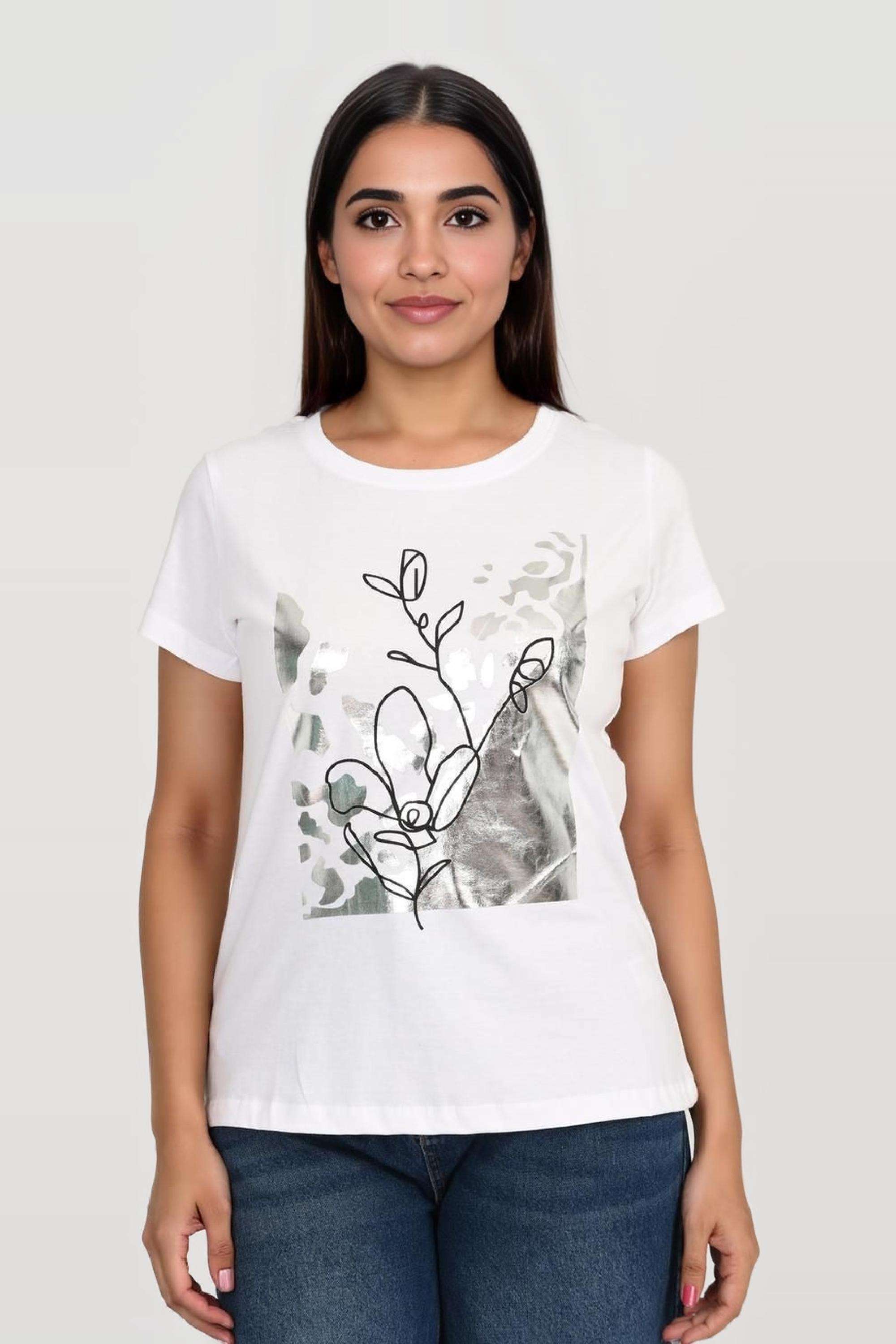 intune Block Print Cotton Round Neck Women T-Shirt-picture-23