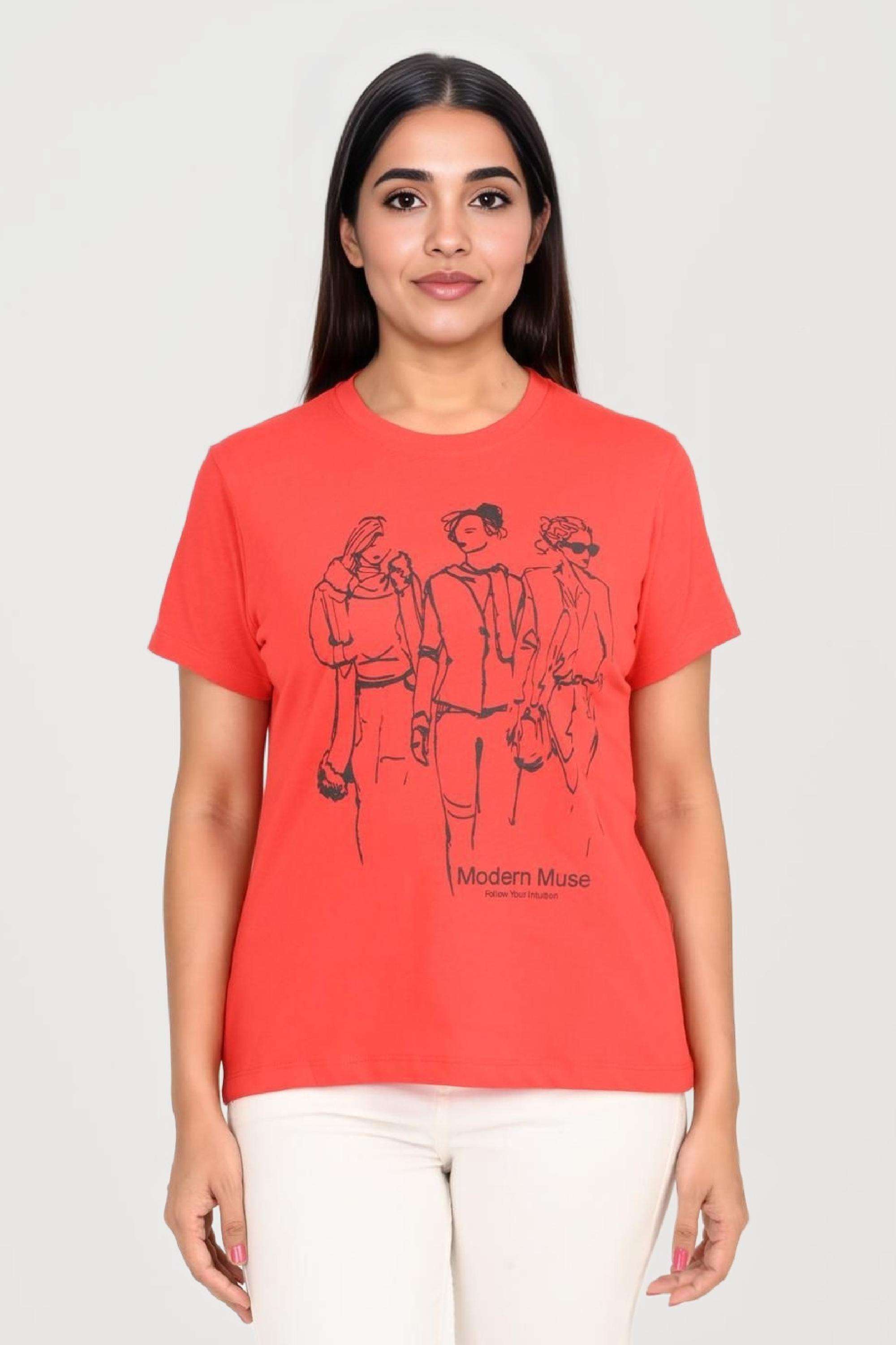 intune Printed Cotton Round Neck Women T-Shirt-picture-24