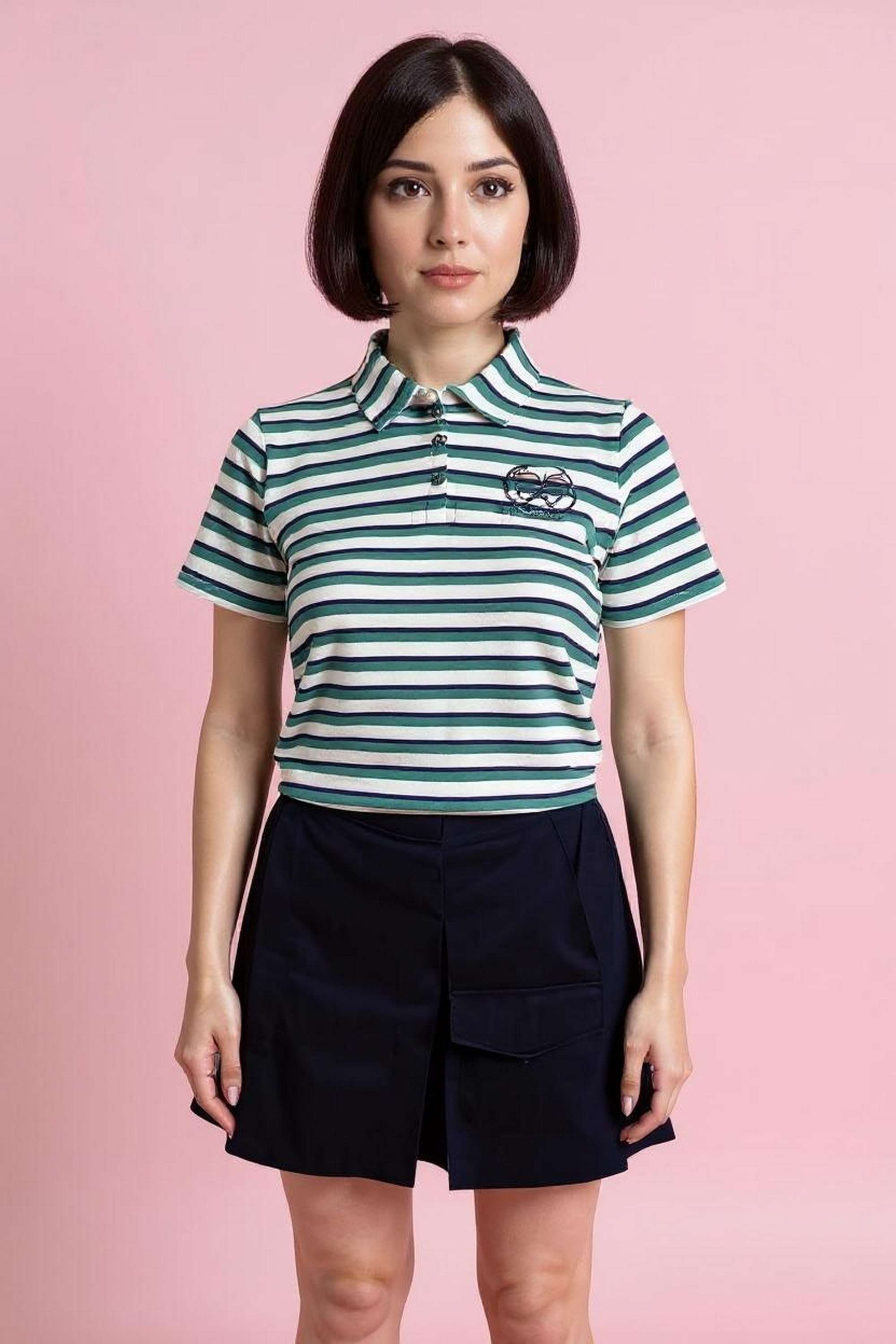 intune Stripes Collared Cotton Women Casual Wear Top-picture-25