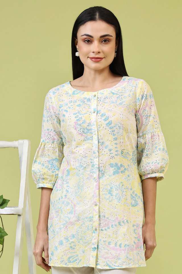 Abstract-Cotton-Round-Neck-Women-s-Top