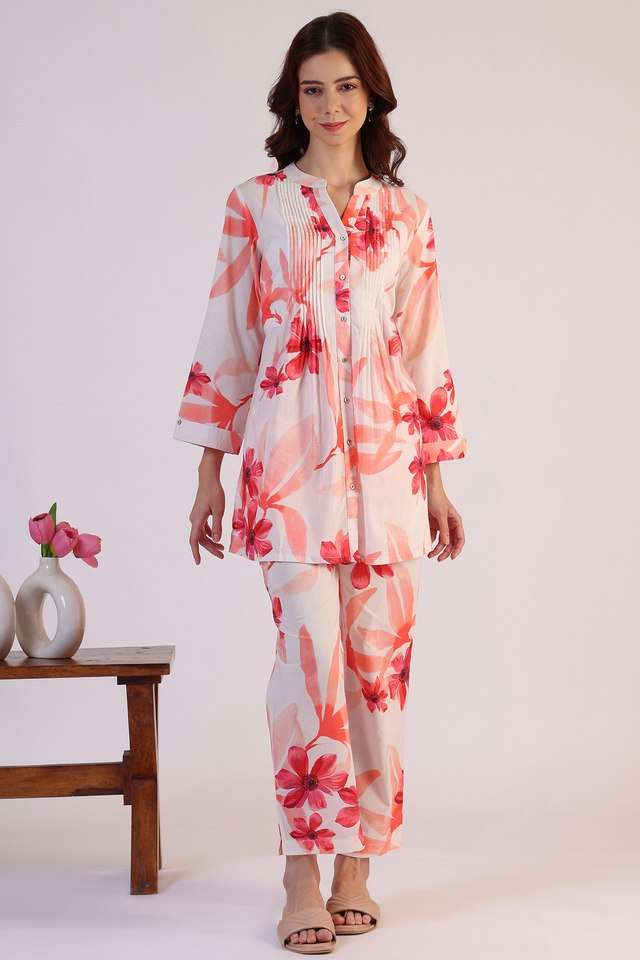 Floral-Mid-Thigh-Cotton-Woven-Women-s-Kurta-Set